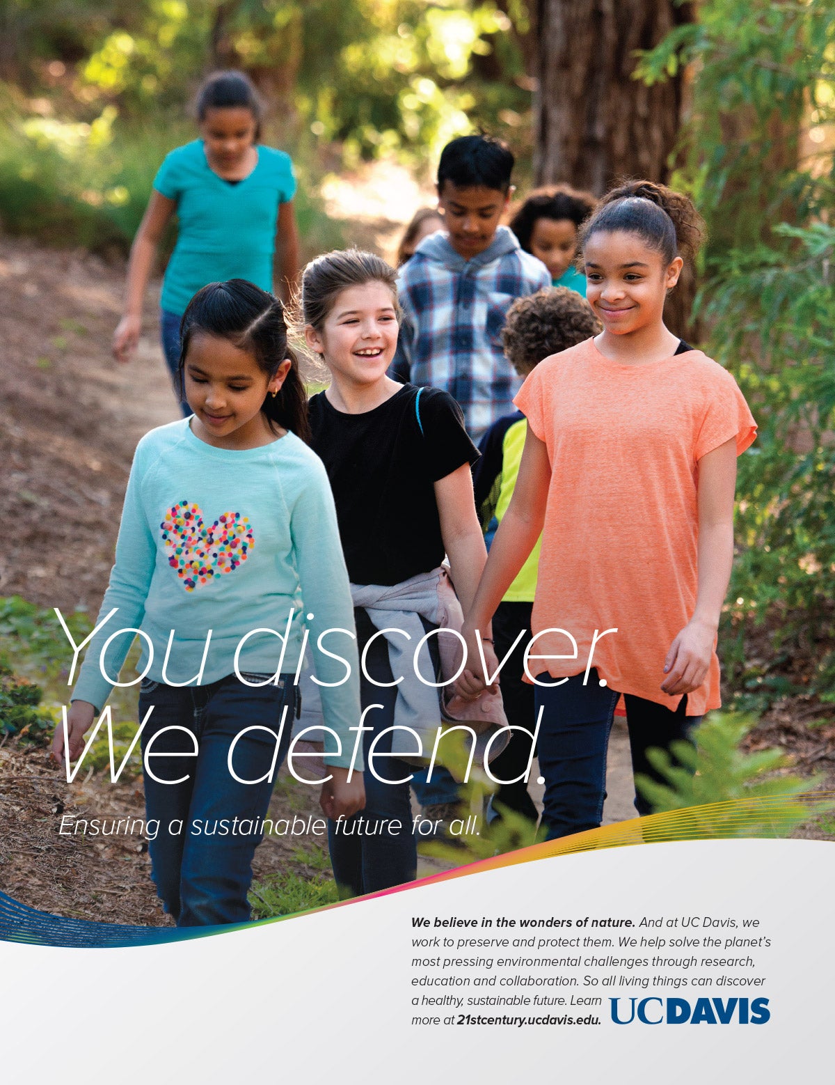 UC Davis ad with text "You discover, we defend"