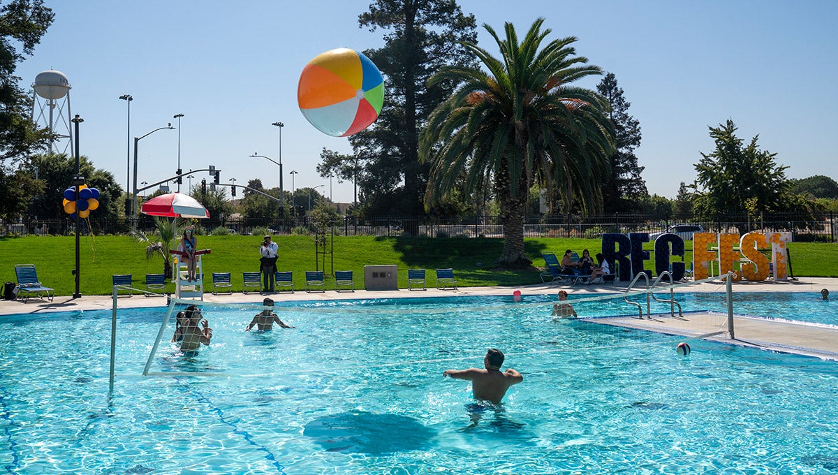 Students play in the Rec Pool.