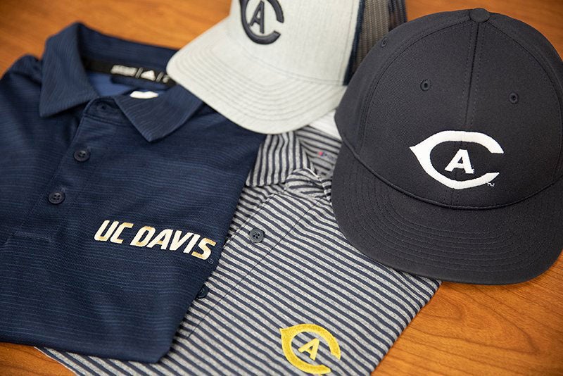 "CA"-logo hats and apparel at UC Davis Stores