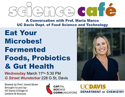 Flyer for March 2020 Davis Science Cafe.