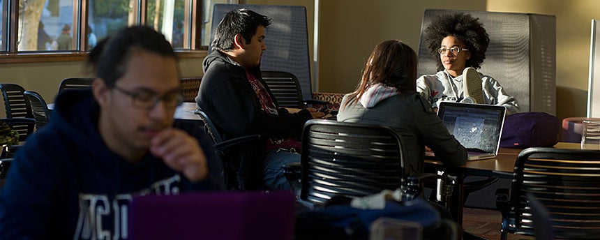 Students at work in the Student Recruitment and Retention Center