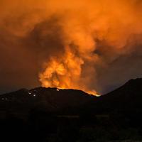 northern california wildfire at evening