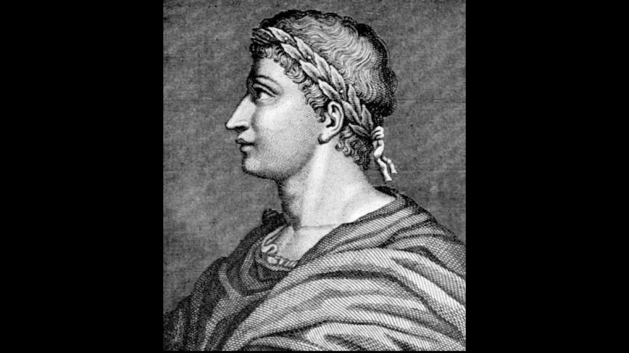 Drawing of Ovid, black and white