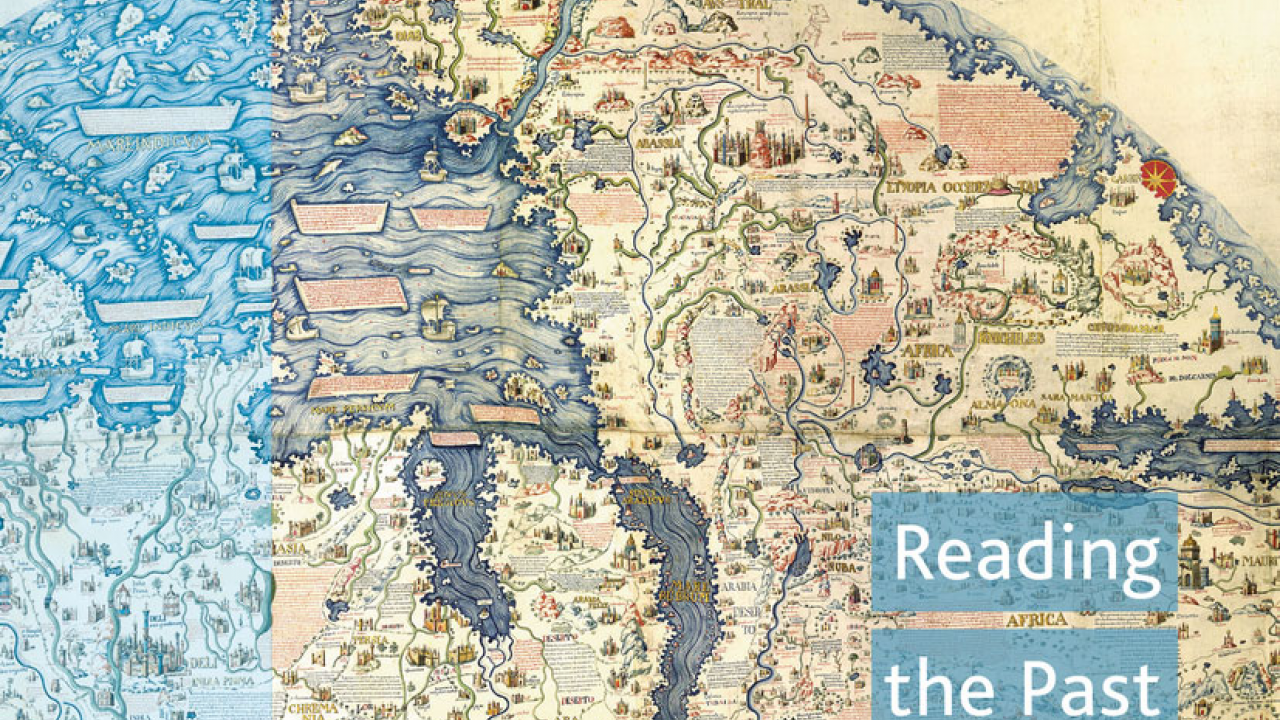 Book cover, cropped: "Reading the Past," showing ancient map