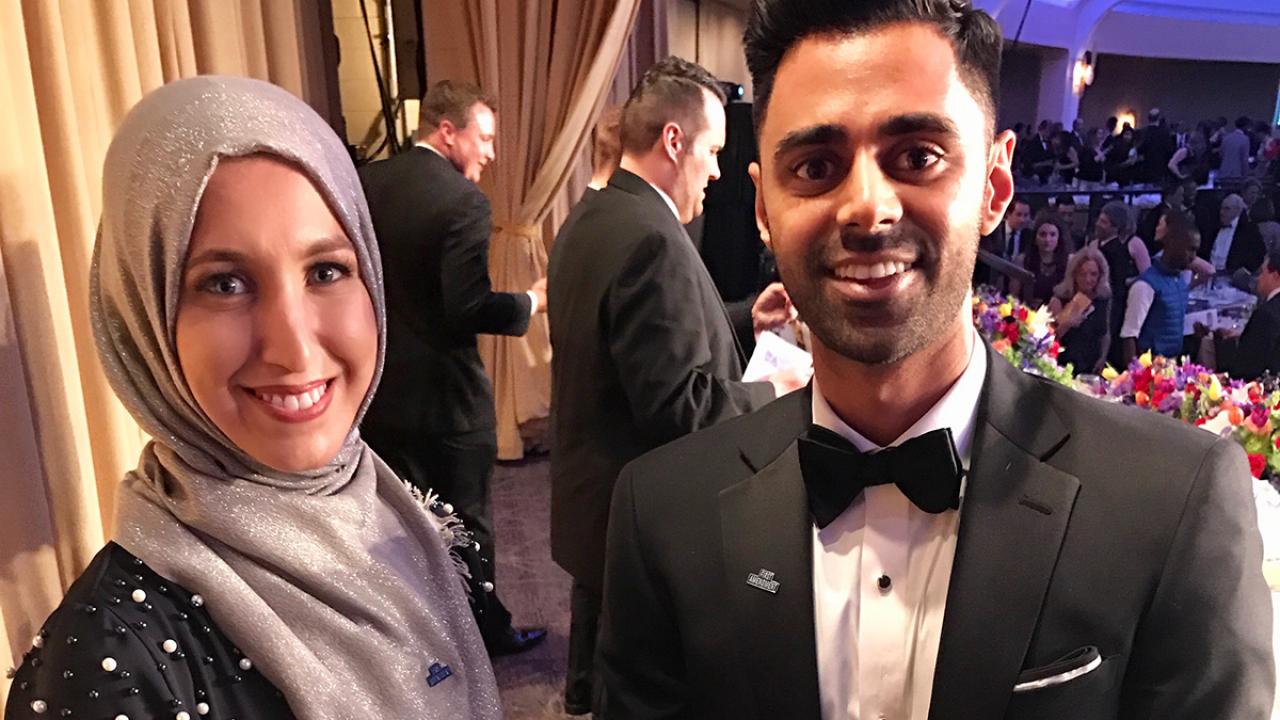 UC Davis international relations alumni Sawsan Morrar, left, with a fellow scholarship winner