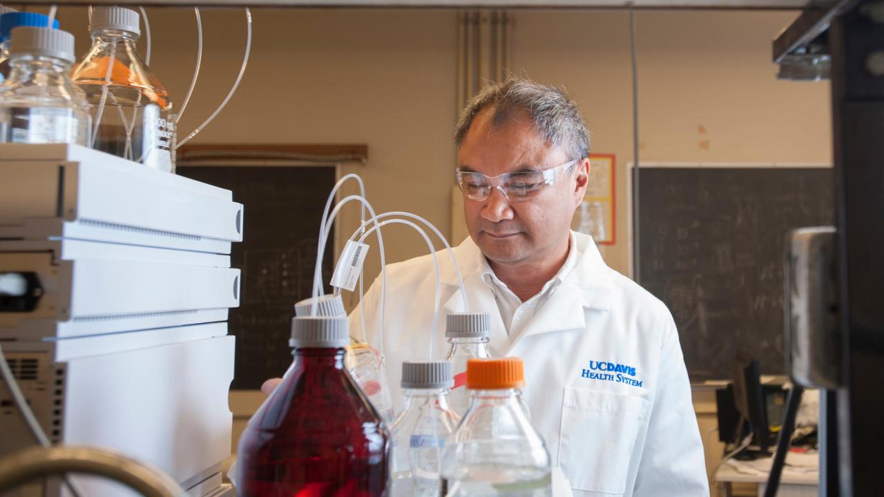 Scientist Carlito Lebrilla in his lab at UC Davis. 