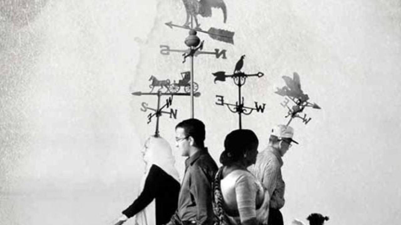 Graphic: Postcard advertisement, featuring UC Davis student Prerna Dudani's "The Wind" from the de Young Museum's student showcase