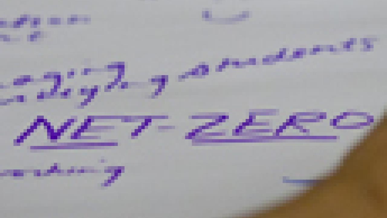 Photo: "Net-zero" ideas on a poster