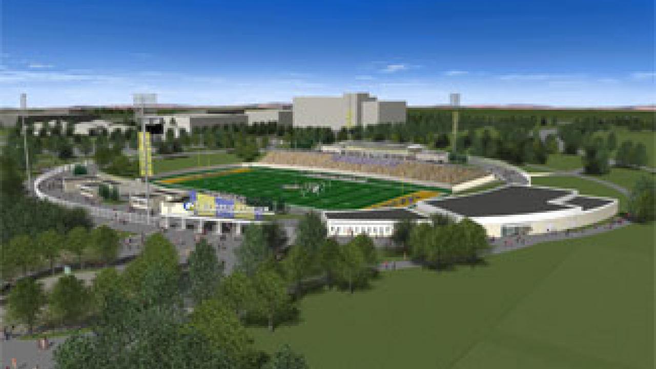 An artist&rsquo;s rendering here shows the stadium design that was recently approved by the UC regents.