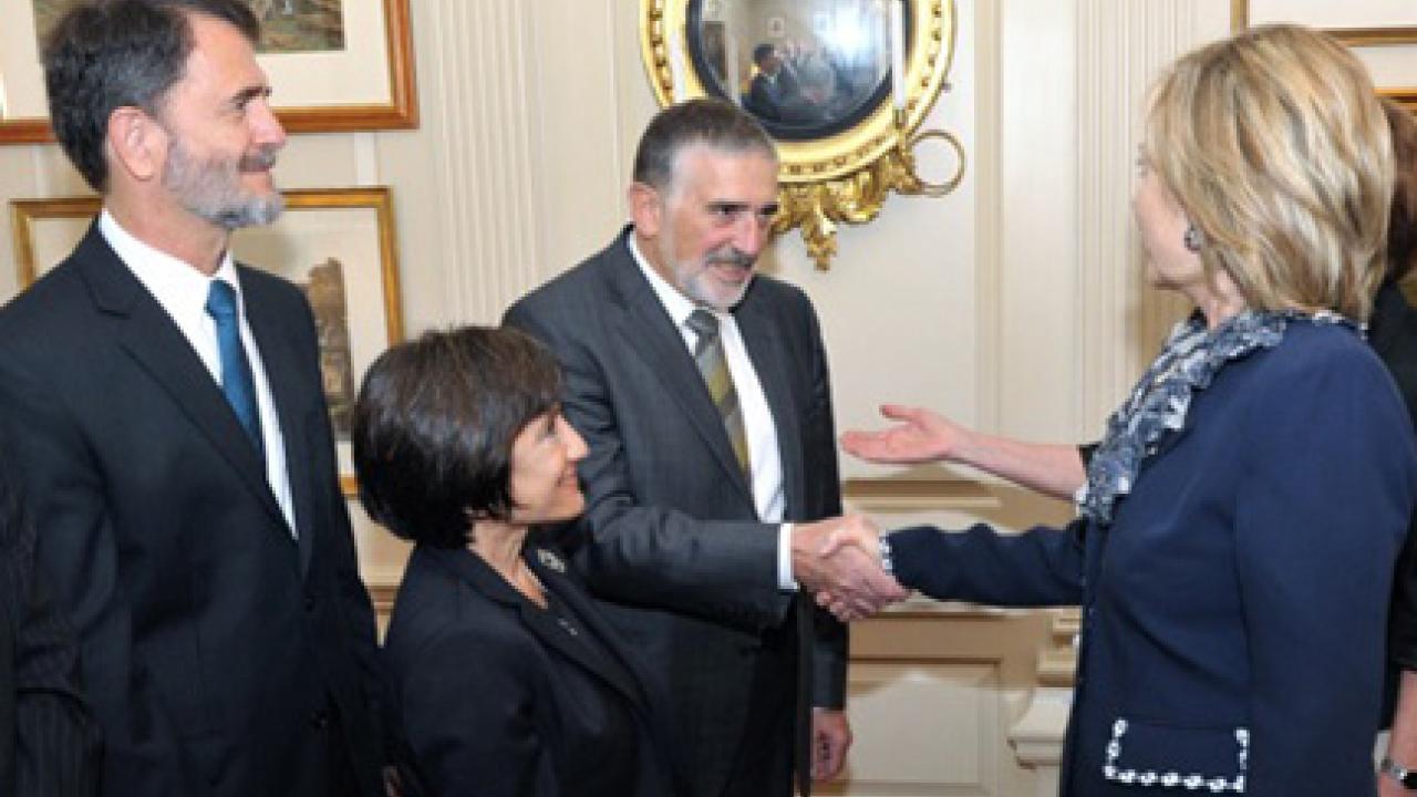 Photo: Professor Ken Verosub and other Jefferson Science Fellows, pictured with Secretary of State Hillary Rodham Clinton at the State Department.