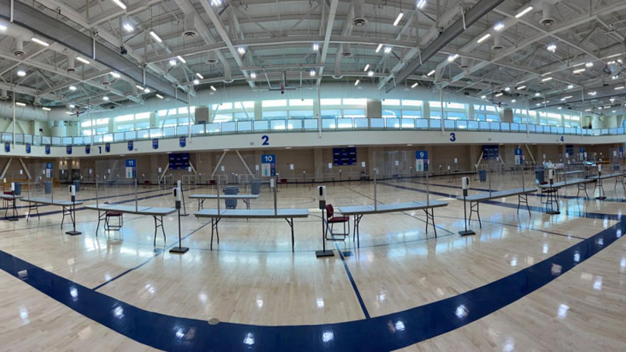 Testing stations in ARC gym, panoramic