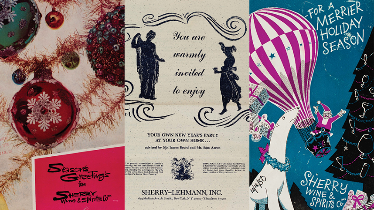 Images of three Sherry-Lehmann catalogs from the 1950s and 1960s.