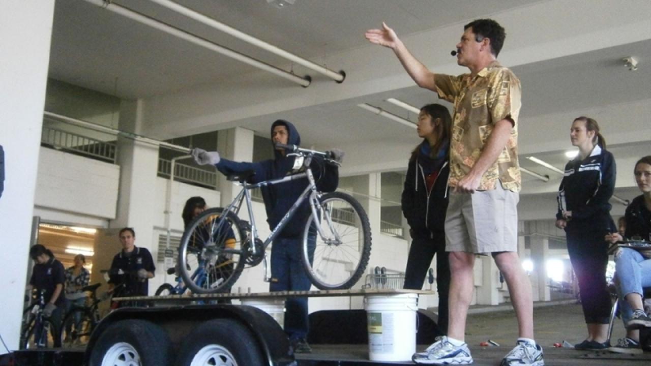 Photo of a bicycle being auctioned off.