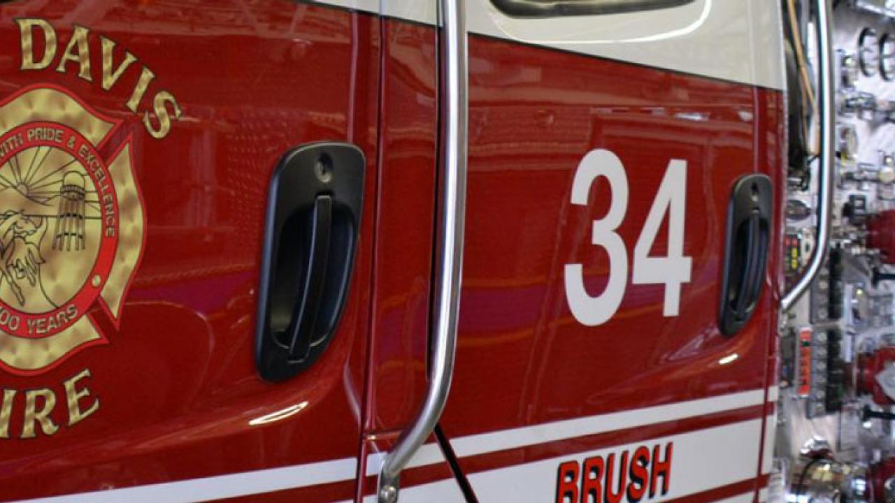 Brush Truck 34, number and Fire Department insignia