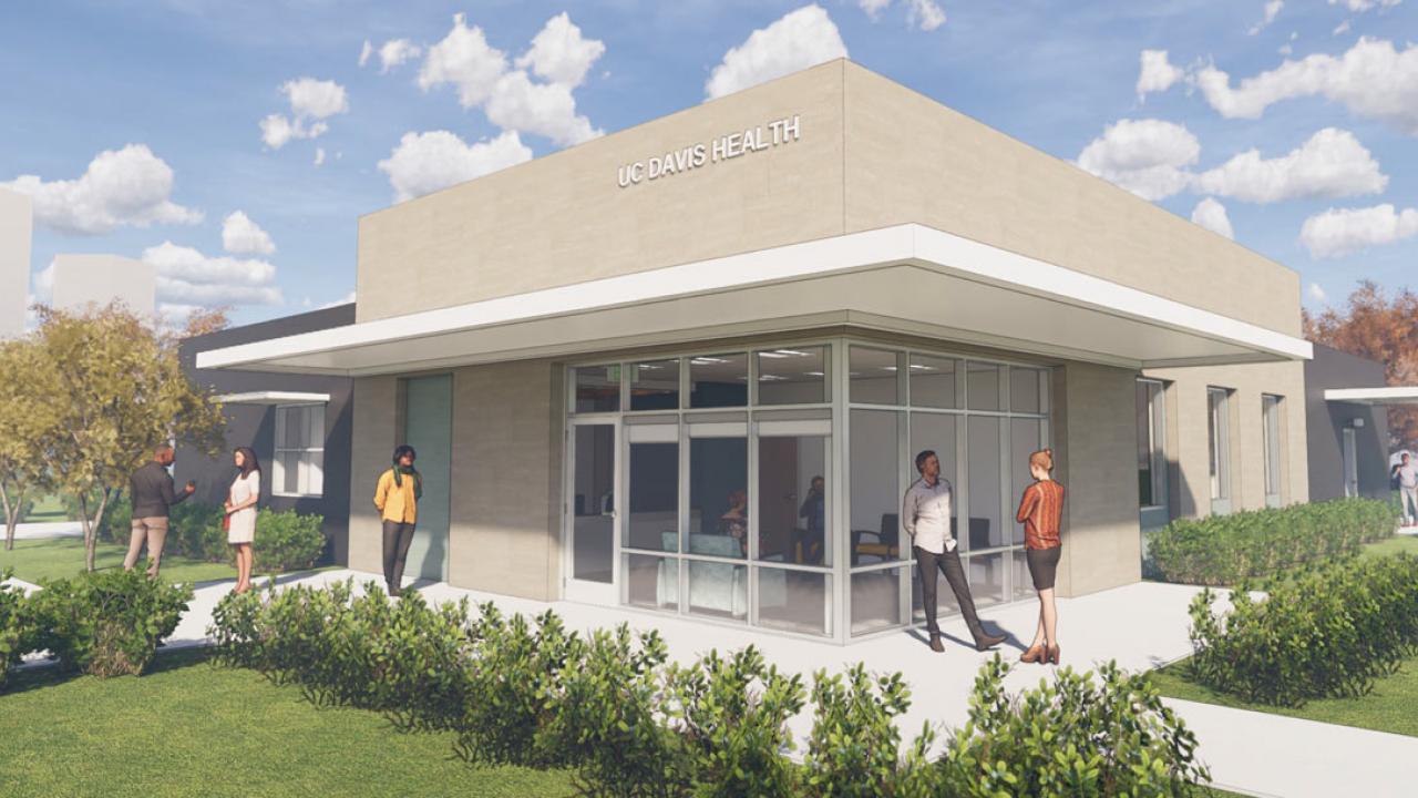 Artist's rendering of UC Davis Health Clinic, one story.