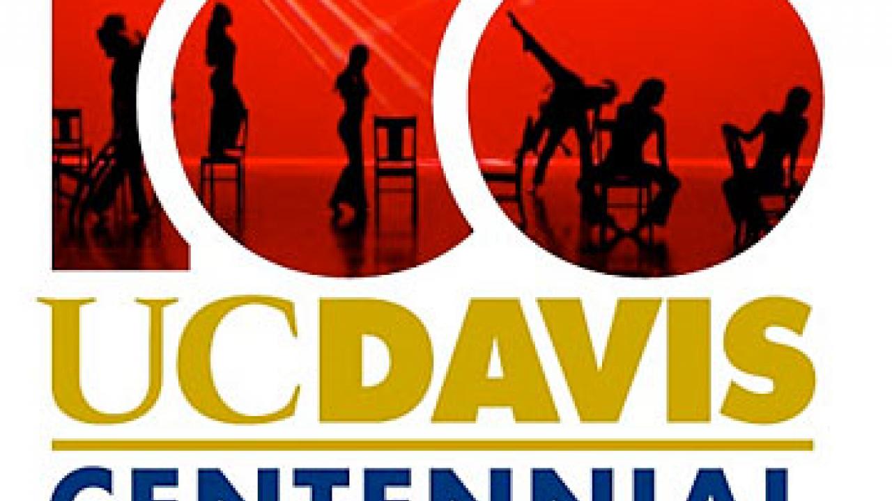 Graphic: UC Davis Centennial logo with 100 and a photo behind