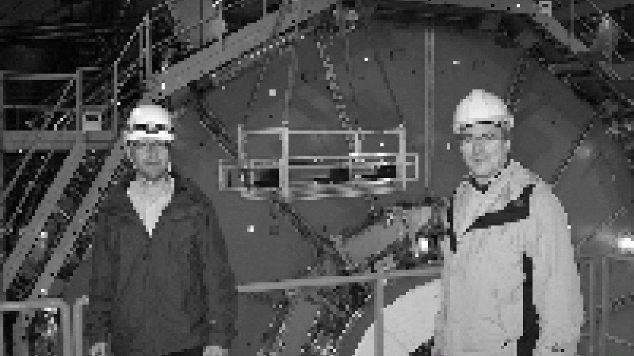 Physics professor John Conway, right, and his colleague associate professor Maxwell Chertok visit CERN near Geneva, where they are involved with the construction of the Large Hadron Collider.