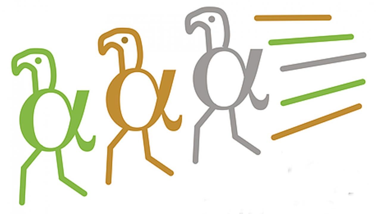 Graphic: Lowercase "alpha" letter, as body of a turkey