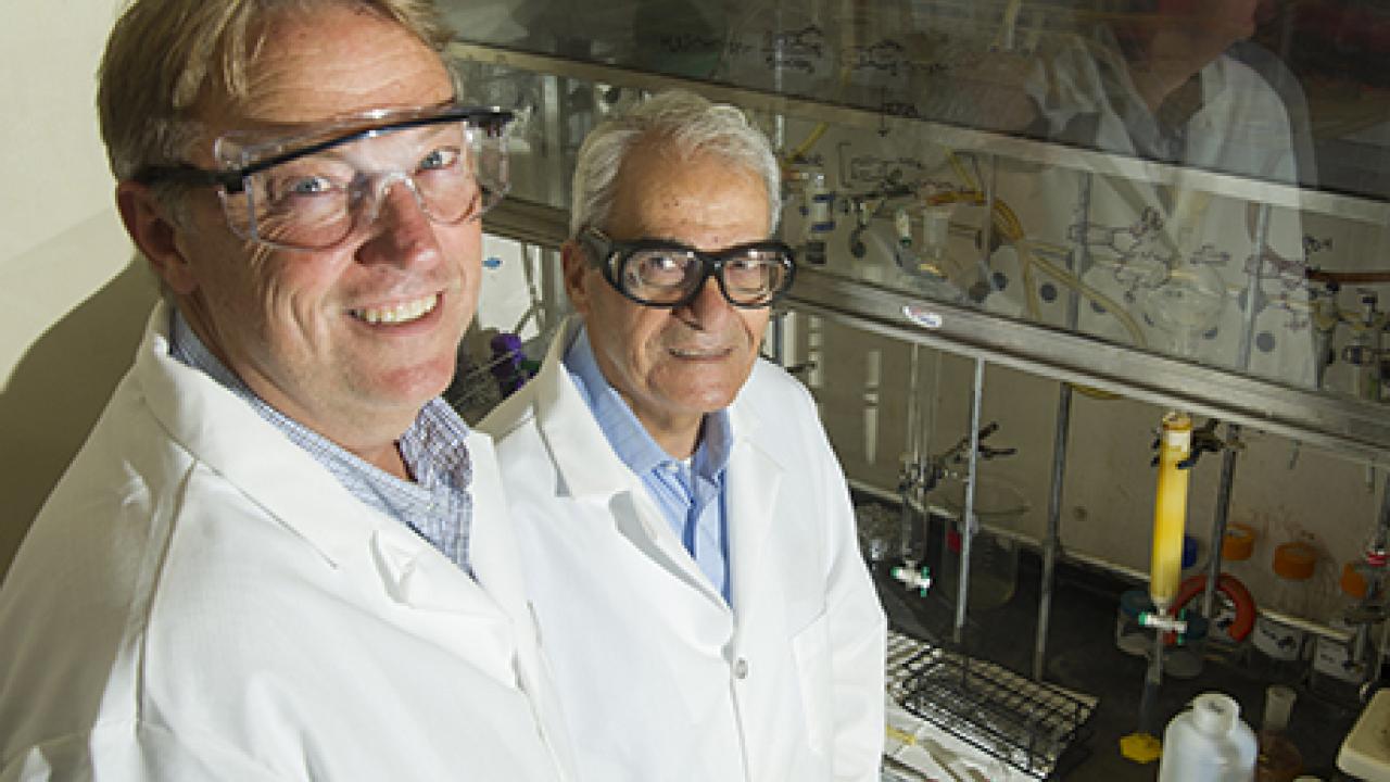 Photo: Professors Mark Kurth and Makhluf Haddadin in Kurth's lab at UC Davis