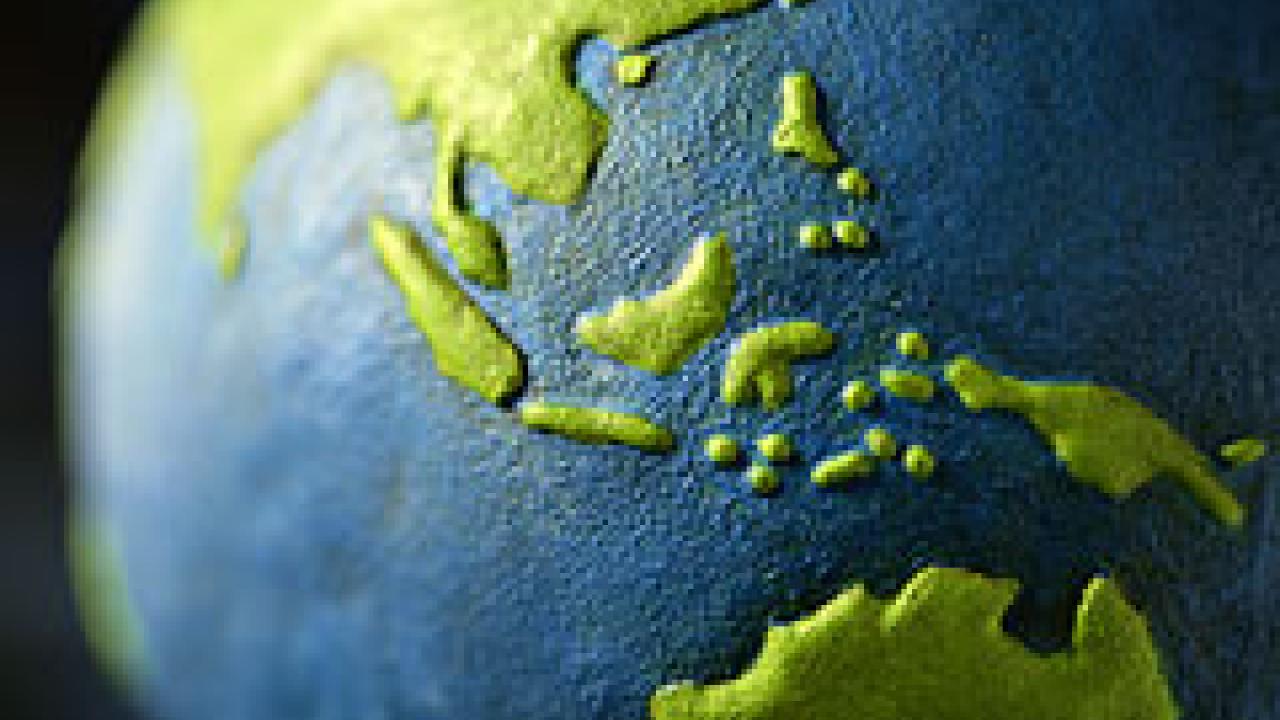 Photo: model of Earth from Asia and Australia view