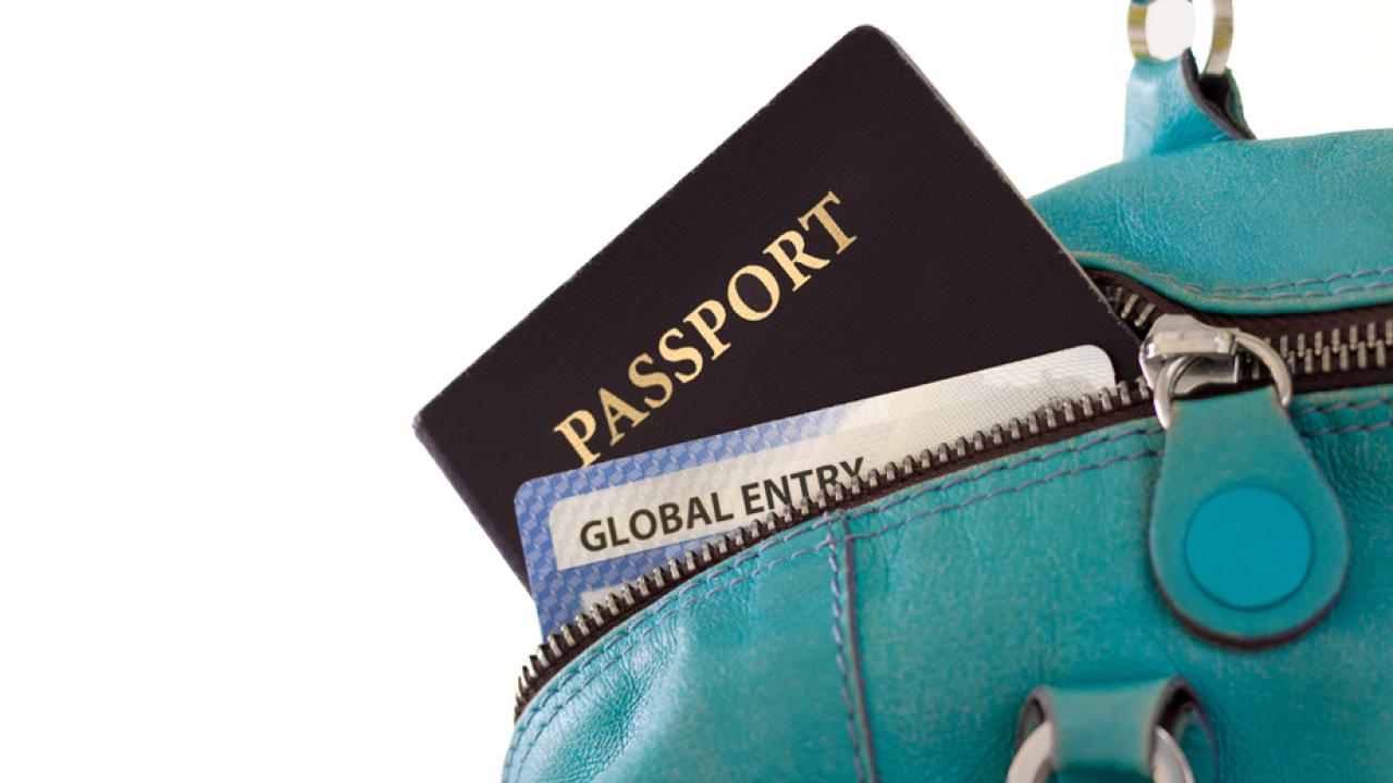 Stock photo: passport and Global Entry card in purse