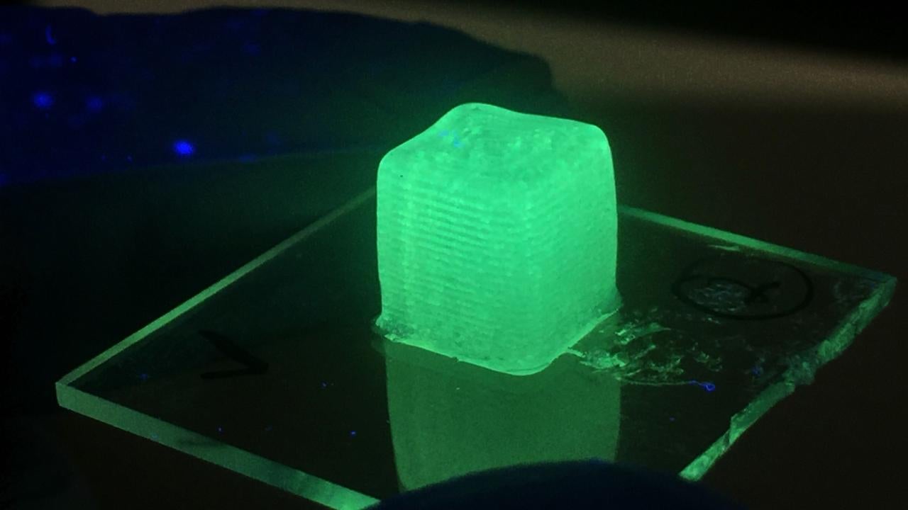 Fluorescent green printed cube