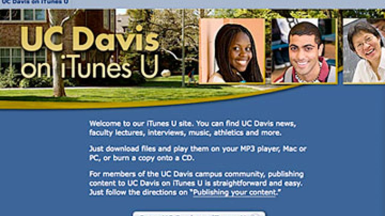 Photo: screen capture of the UC Davis on iTunes U page.