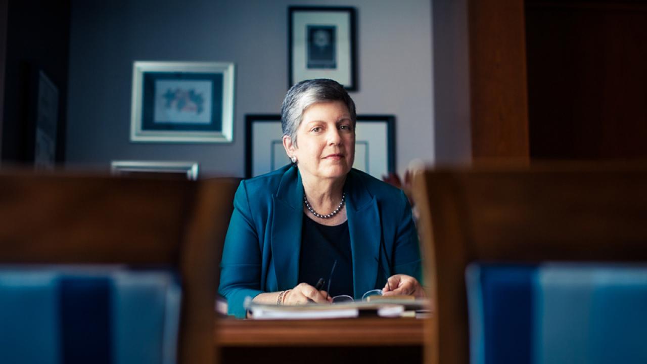 Photo: Janet Napolitano, at her desk.