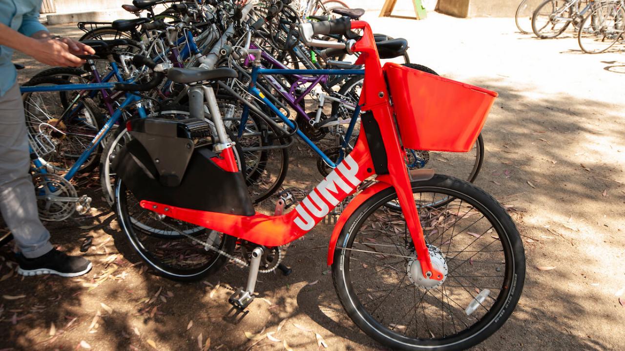 A Jump Bike is rented at UC Davis.
