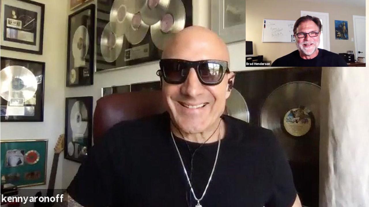 Screenshot shows Kenny Aronoff on main screen, Brad Henderson in picture in a picture.