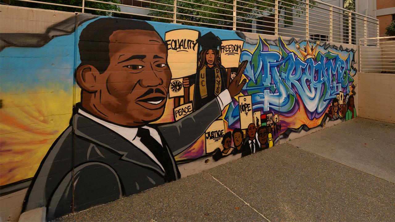 Mural of Martin Luther King, Jr, at King Hall.