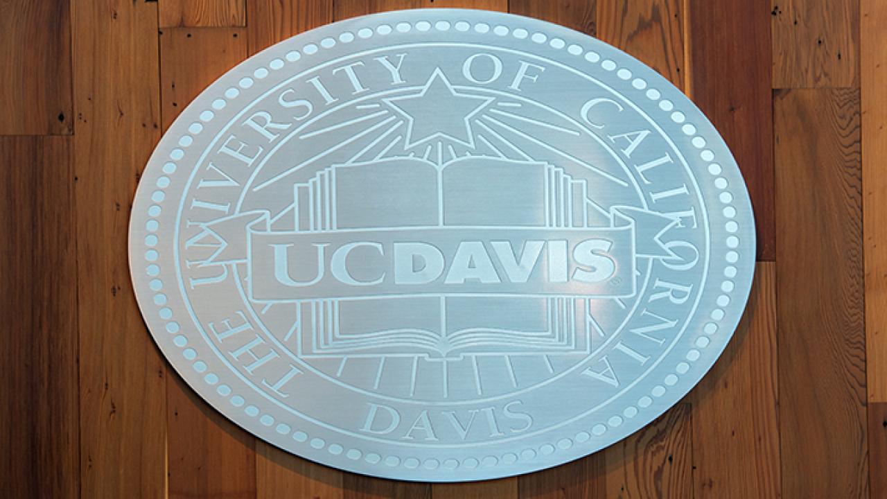 It is popular for students to have their pictures taken by the official UC Davis Seal in the Memorial Union.