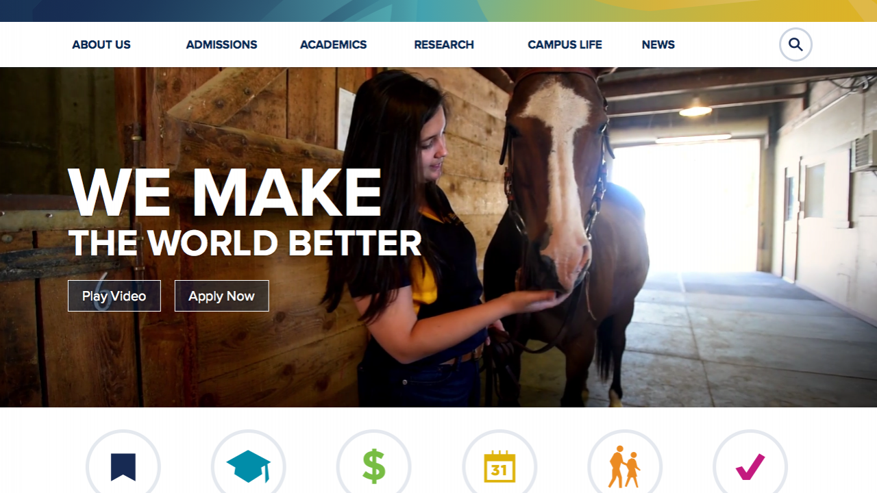 A screenshot of the new UC Davis website.