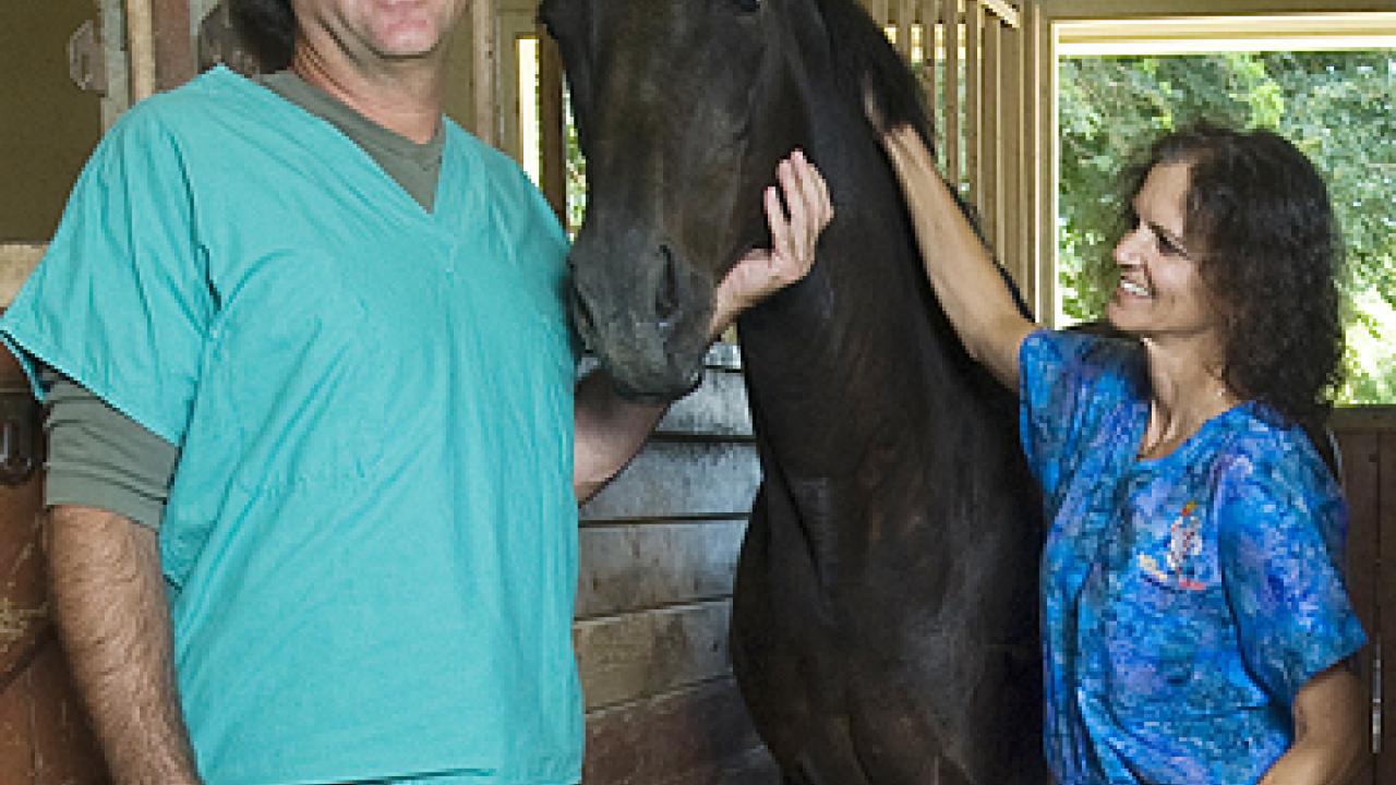 Photo:  Jack Snyder, horse and Sharon Spier in horse barn