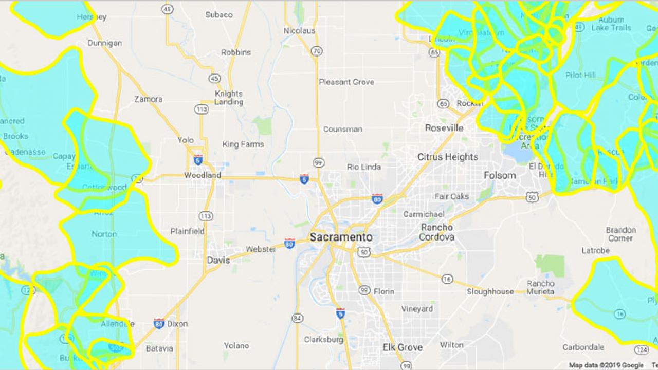 PG&E power shutoff map shows Davis in the clear.