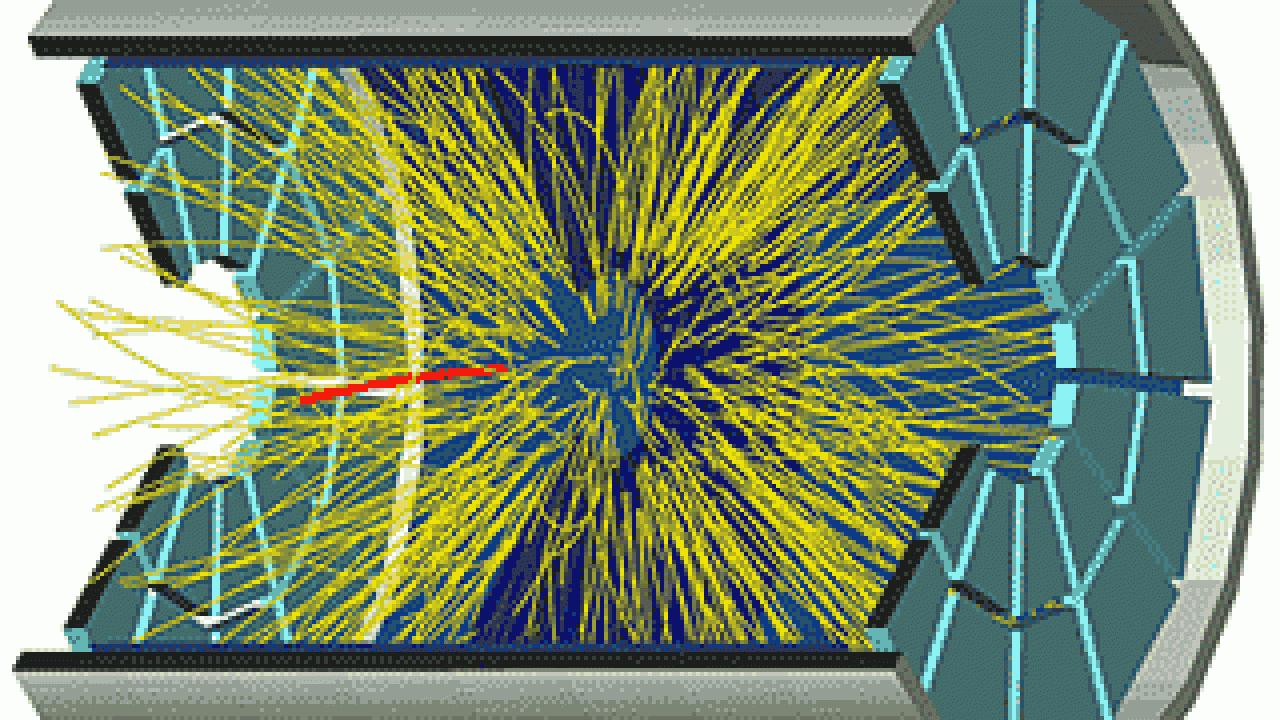 Rendering: three-dimensional cylinder showing yellow lines eminating from within