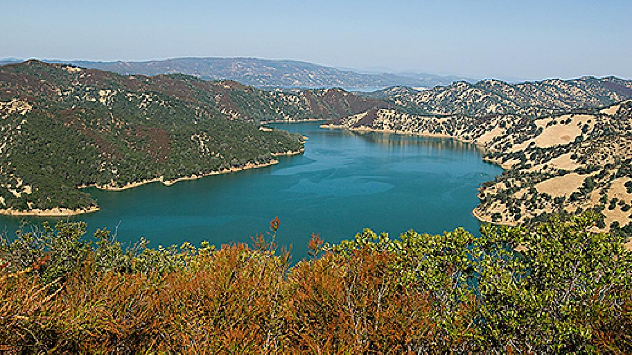 View of a lake from a hillside