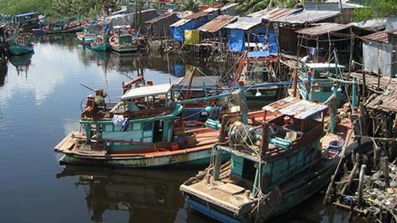Two fishing vessels at dock
