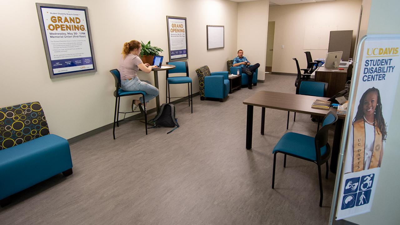 The interior of the Student Disability Center satellite office inside the Memorial Union at UC Davis.