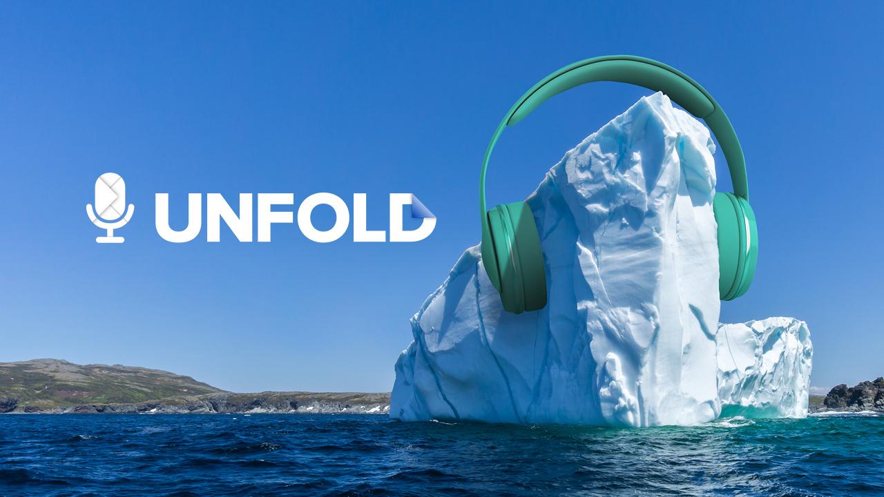 Illustration of iceberg with headphones