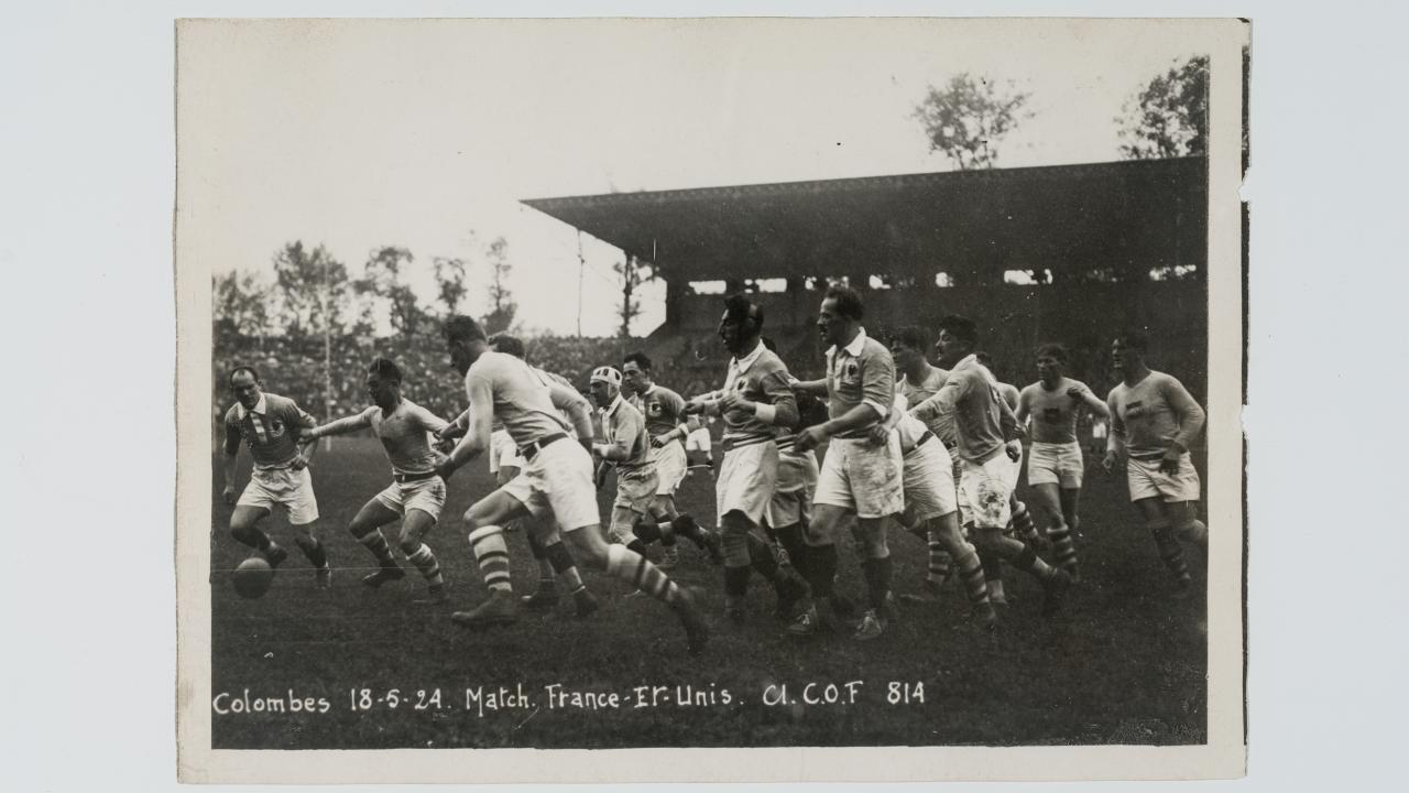 Play during the gold medal rugby match at the 1924 Olympics
