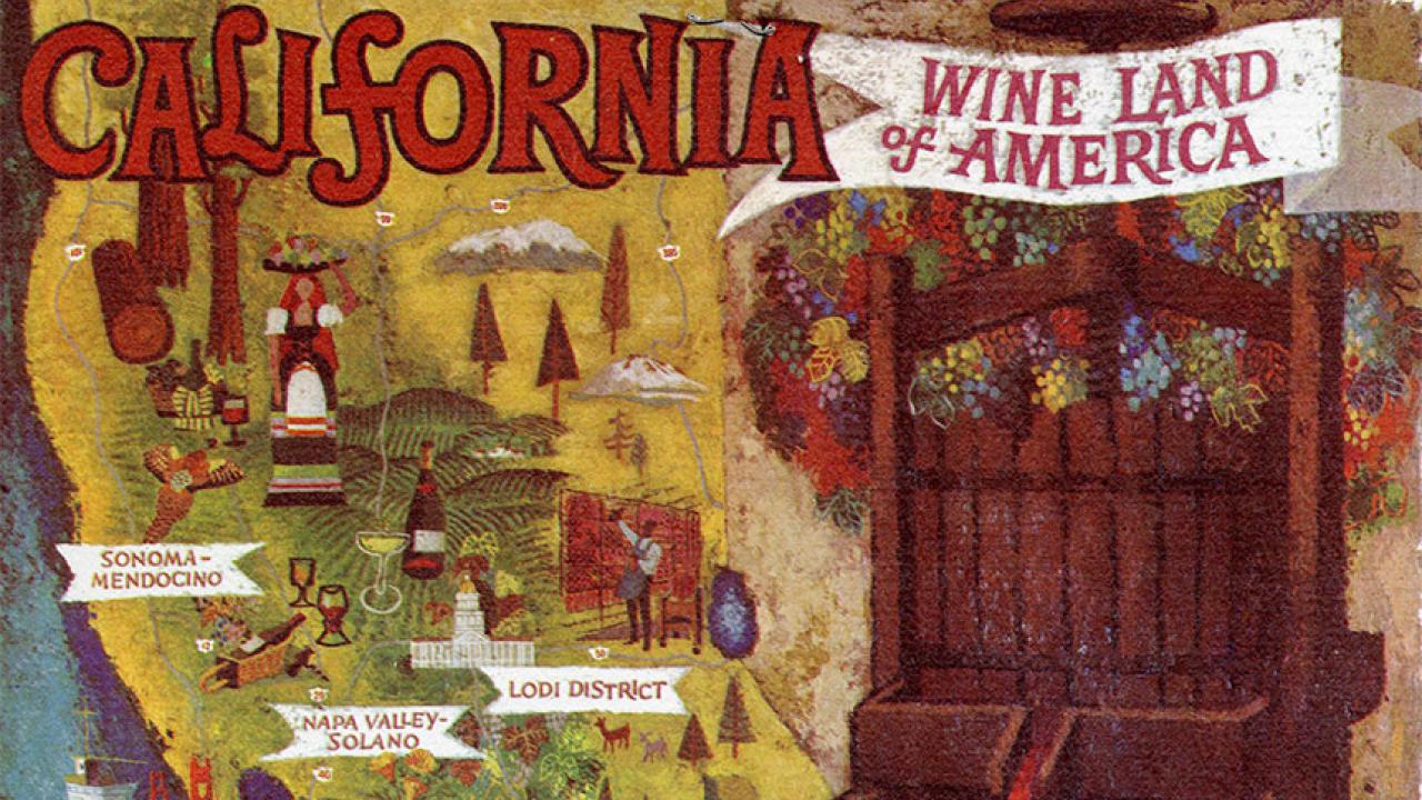 An excerpt from a map used to promote California wine