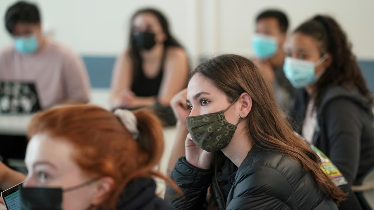 Students in Masks During A Class