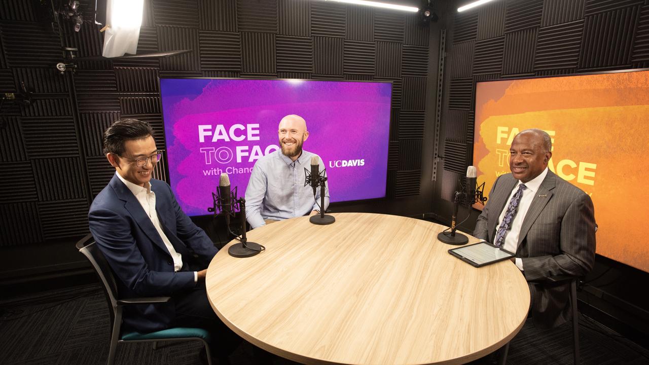 Chancellor Gary May with Rain Sun and Sam Louderback