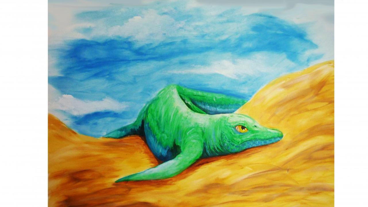 Painting of flippered reptile 