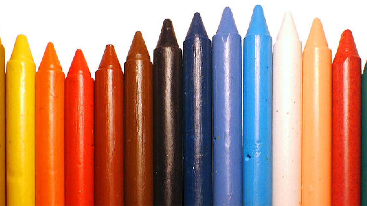 a row of colorful crayons
