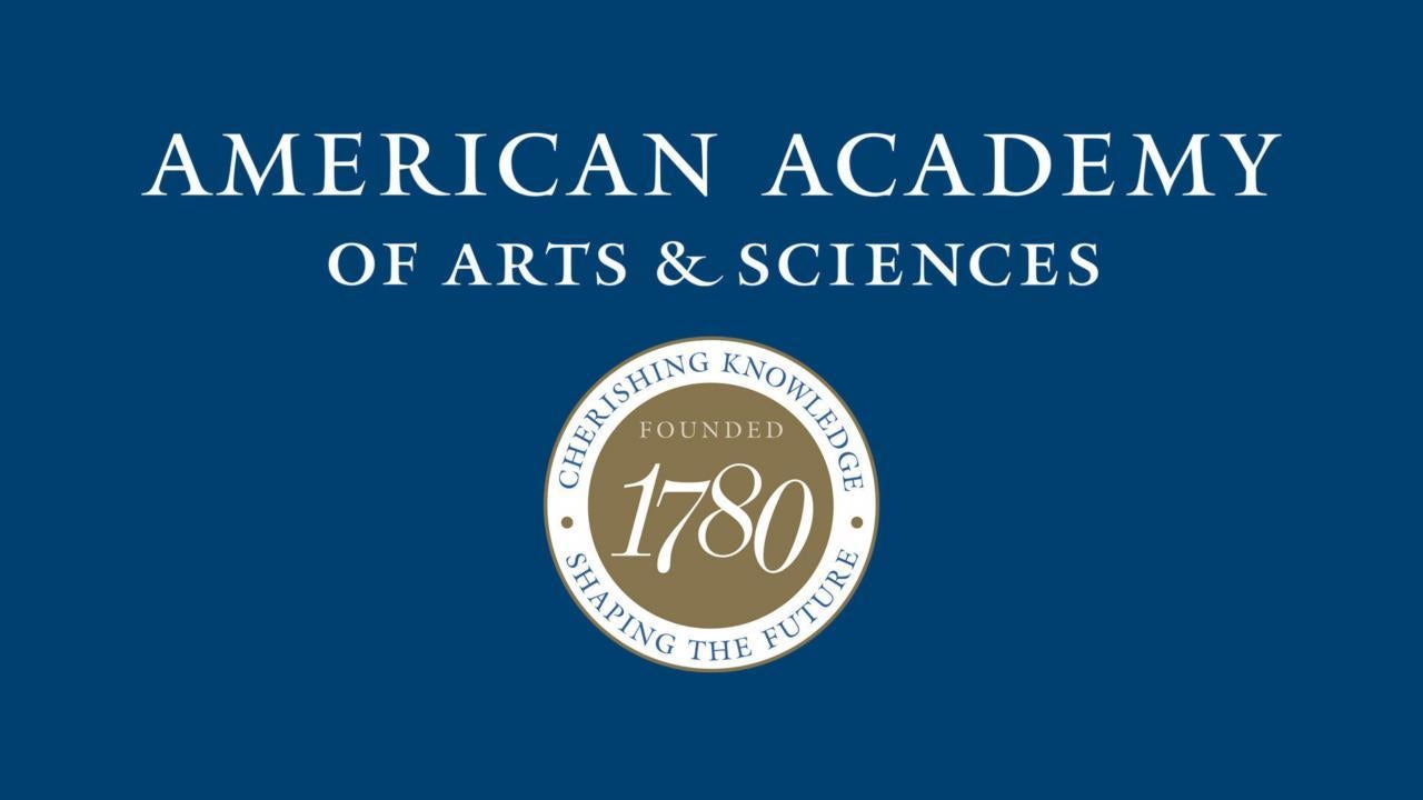Logo of American Academy of Science in blue
