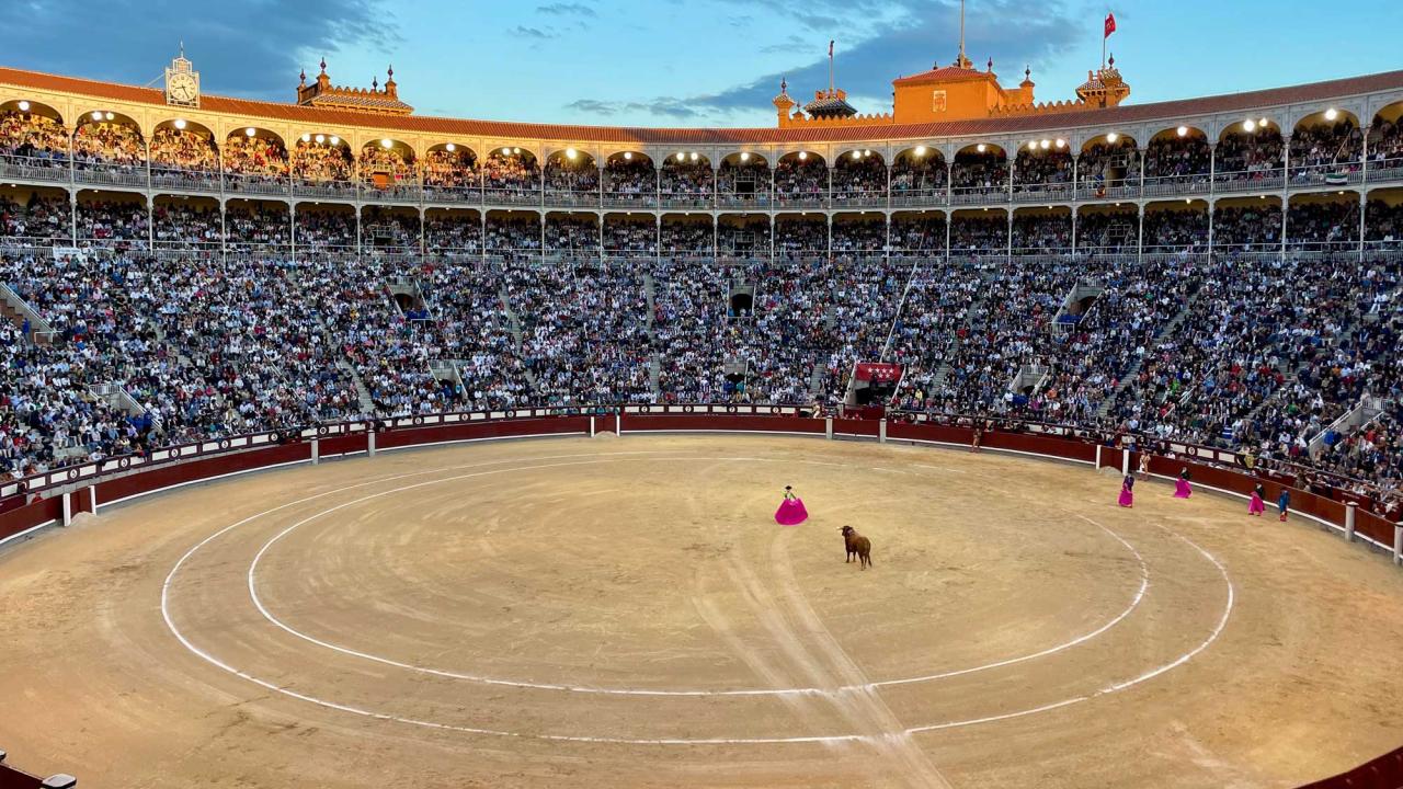 Arena with bullfight and crowds
