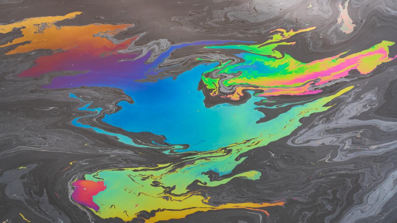 Abstract rainbow image of oil sheen