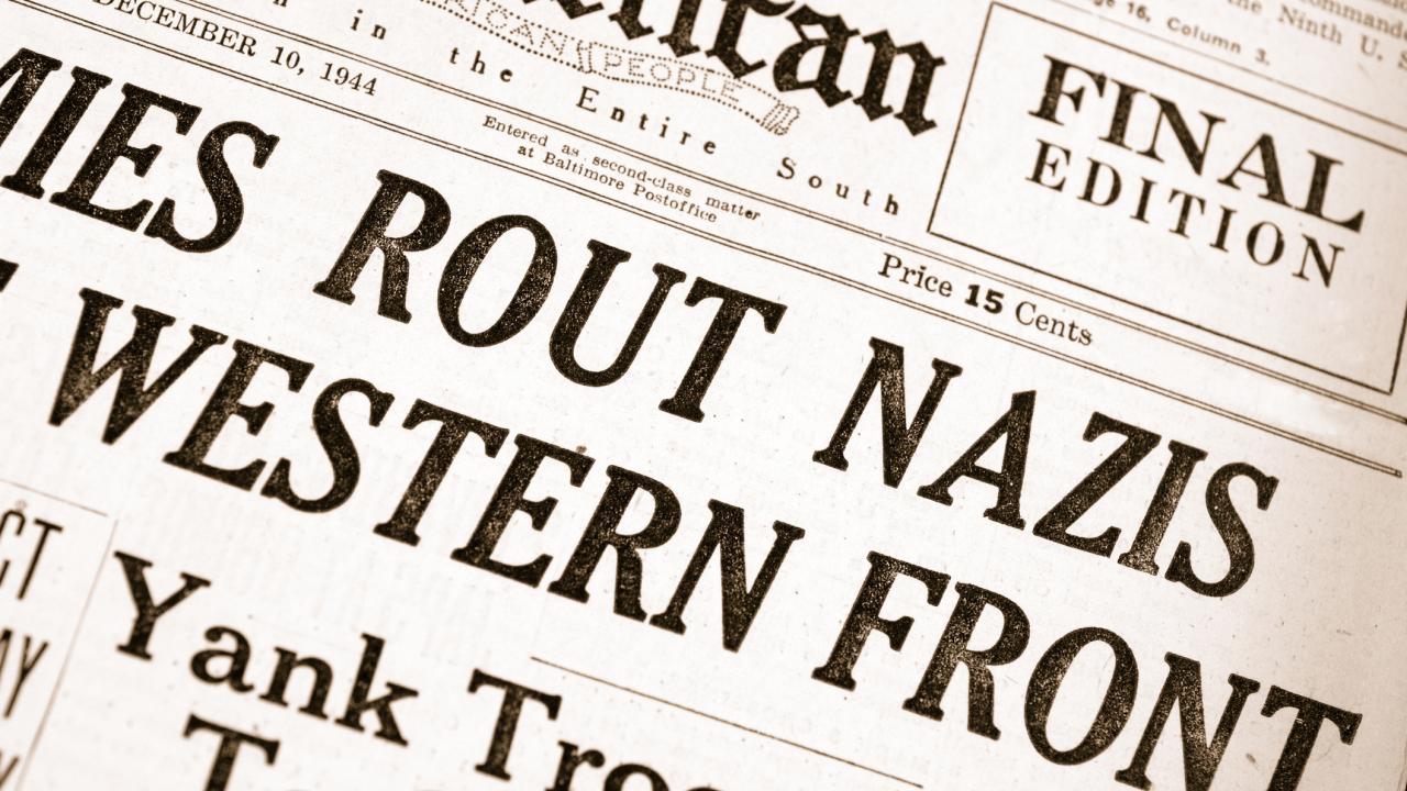 Illustration of words on Nazi-era newspaper